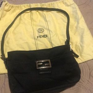 Vintage FENDI black fabric handbag
